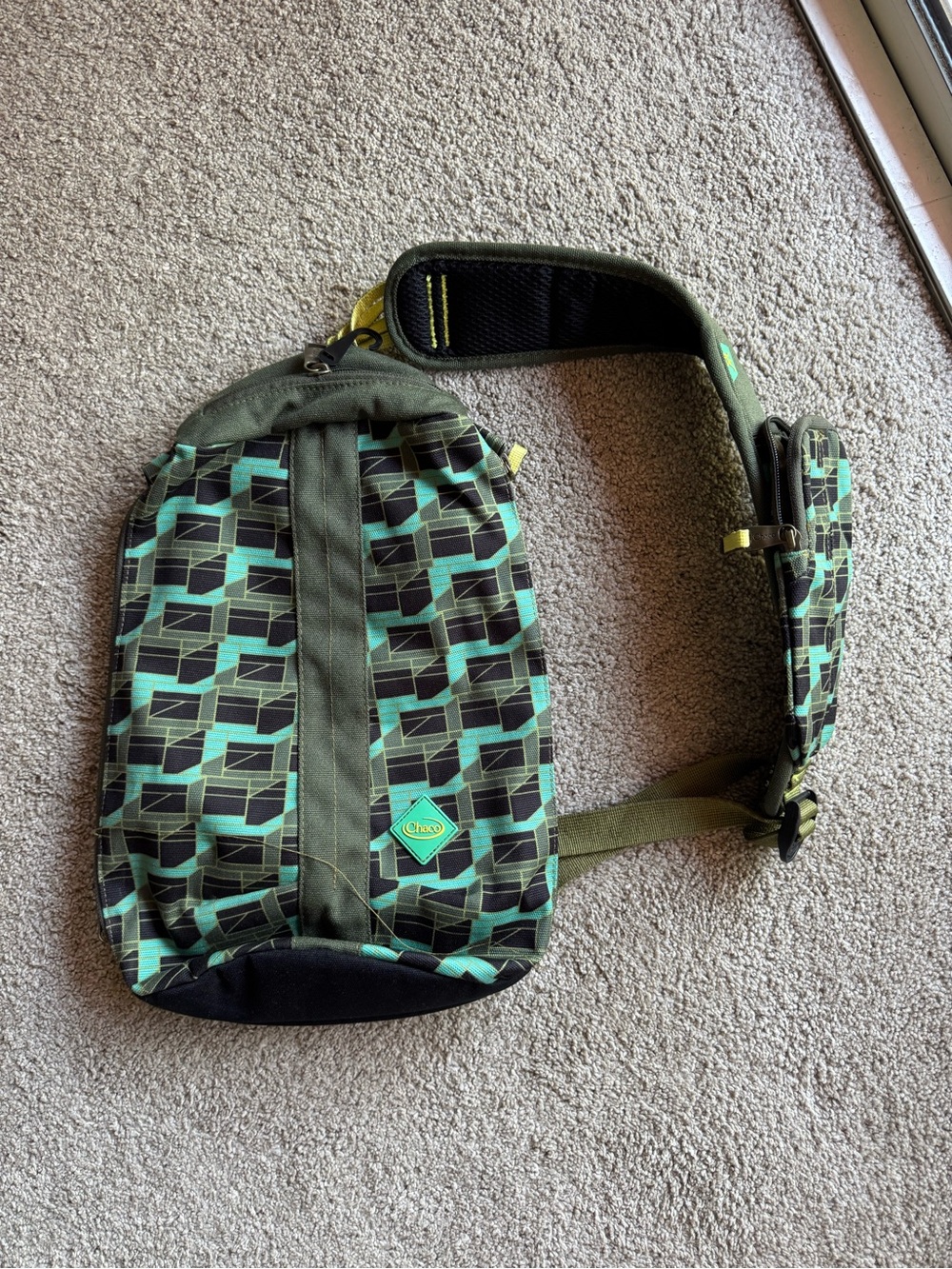 Chaco Olive & Mint Geometric Crossbody Sling